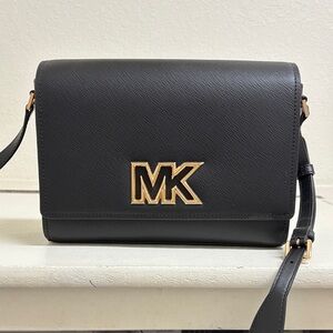 Michael Kors Black Crossbody Bag with Gold MK Accent